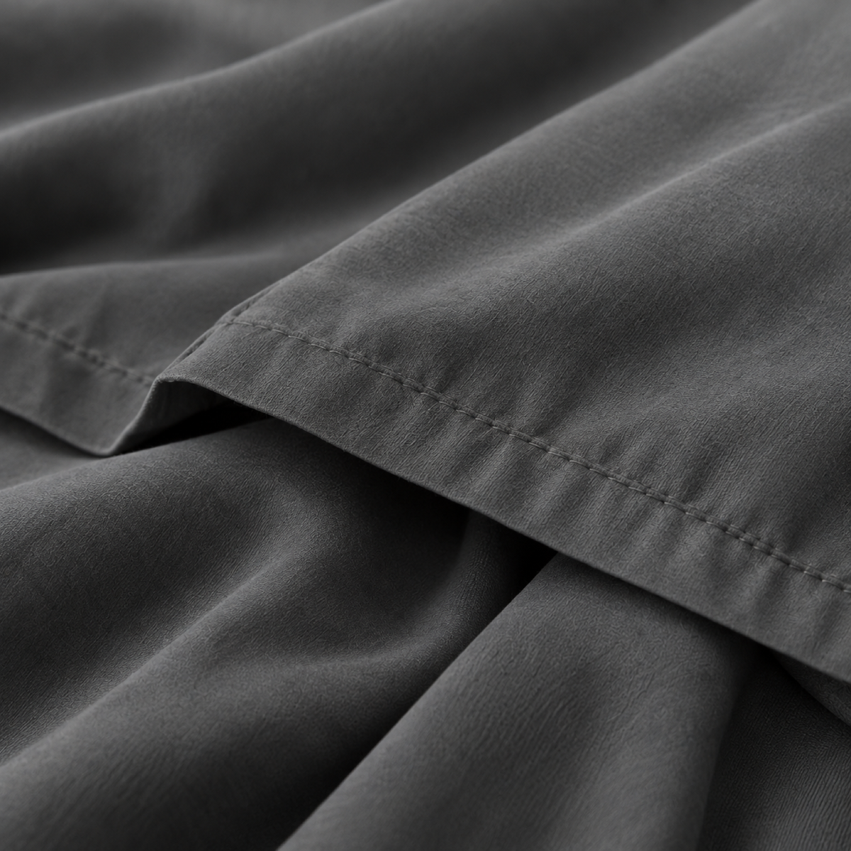 Solid Microfiber Duvet Cover Set, Dark Grey — detail
