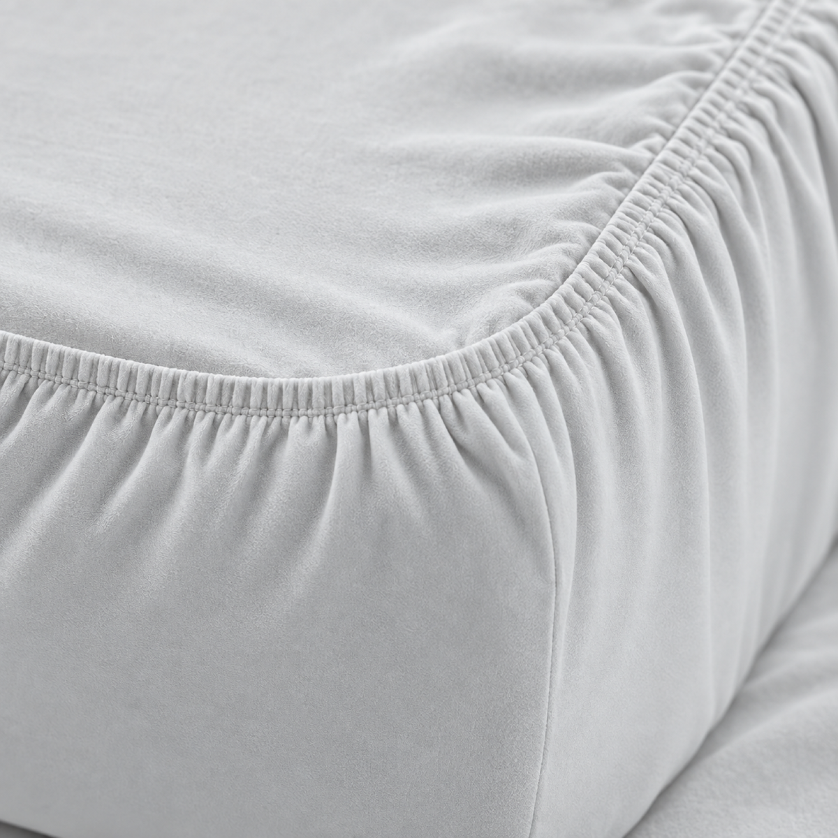 Deep Pocket Microfiber Fitted Sheet, Light Grey — detail