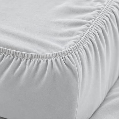 Deep Pocket Microfiber Fitted Sheet, Light Grey — detail