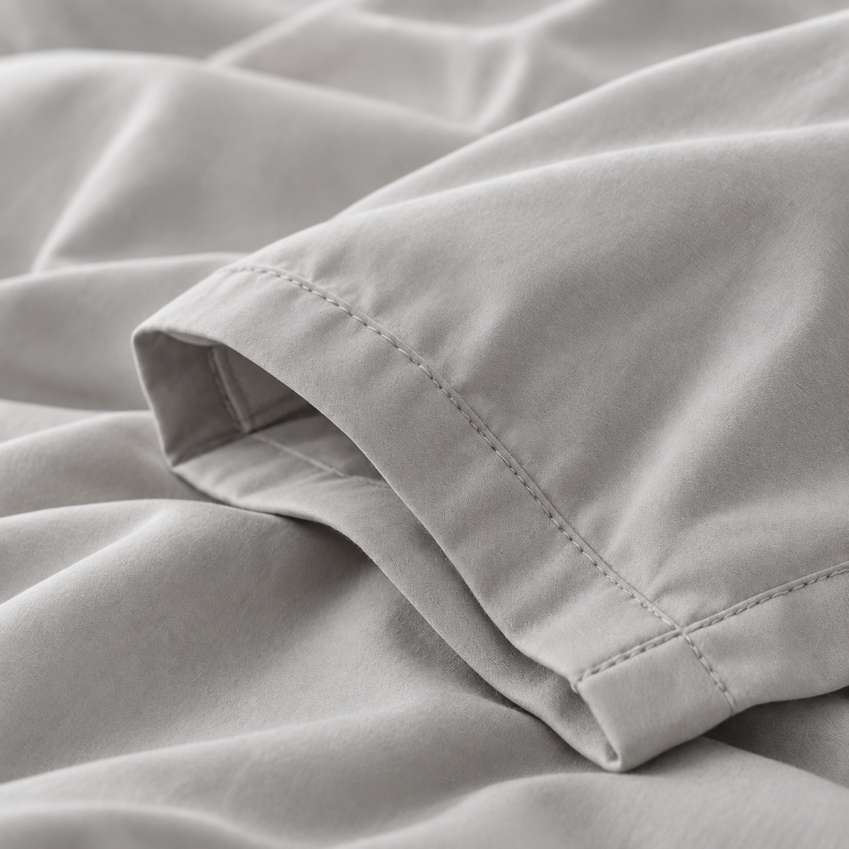 Solid Microfiber Duvet Cover Set, Light Grey — detail