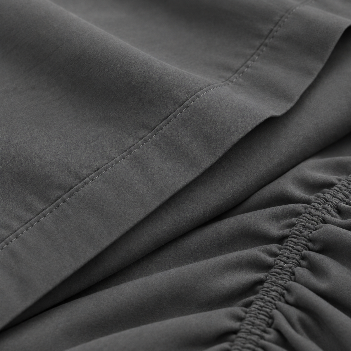 Deep Pocket Microfiber Sheet Set, Charcoal Grey — detail