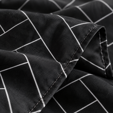 Herringbone Microfiber Duvet Cover Set, Black & White — detail