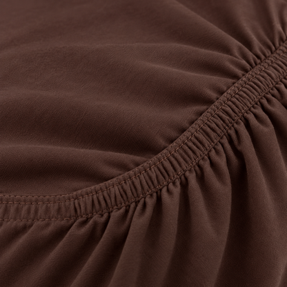 Deep Pocket Microfiber Fitted Sheet, Chocolate Brown — detail