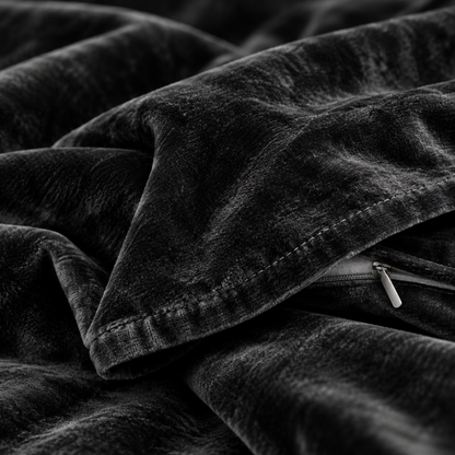 Velvet 3-Piece Duvet Cover Set, Black — detail