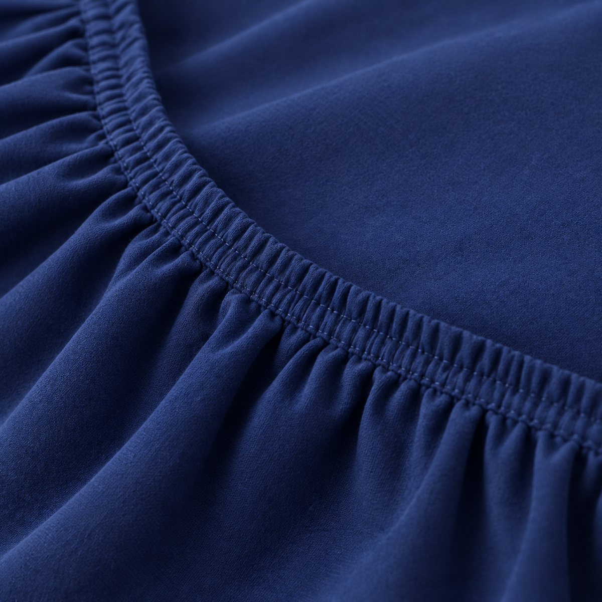 Deep Pocket Microfiber Fitted Sheet, Navy Blue — detail
