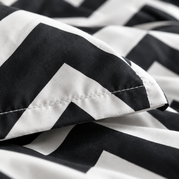 Chevron Microfiber Duvet Cover Set, Black & White — detail