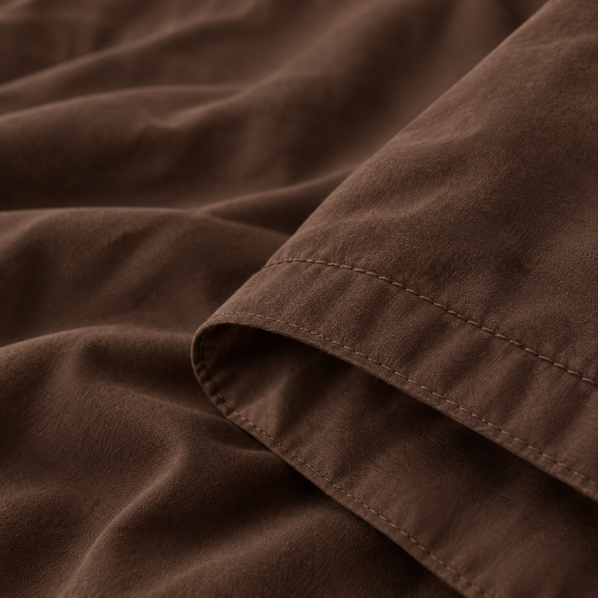 Solid Microfiber Duvet Cover Set, Chocolate Brown — detail