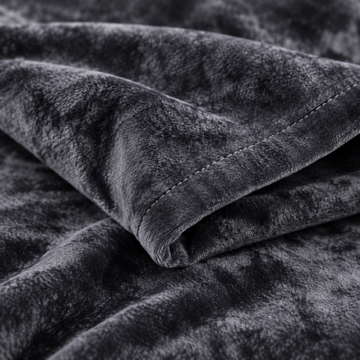 Velvet 3-Piece Duvet Cover Set, Charcoal Grey — detail
