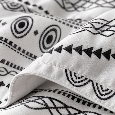 Boho Stripe Microfiber Duvet Cover Set, White & Black — detail