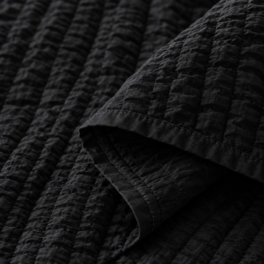 Seersucker Textured Duvet Cover Set, Black — detail