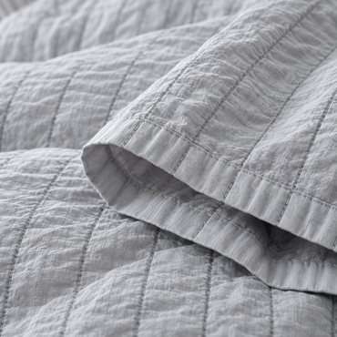 Seersucker Textured Duvet Cover Set, Light Grey — detail