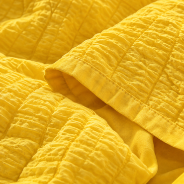 Seersucker Textured Duvet Cover Set, Yellow — detail