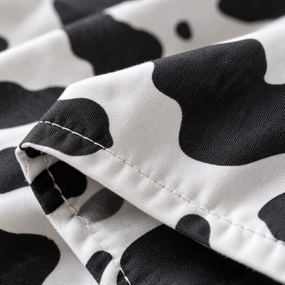 Cow Print Microfiber Duvet Cover Set, Black & White — detail