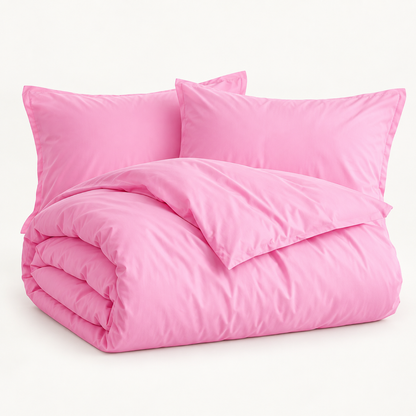Solid Microfiber Duvet Cover Set, Pink — main