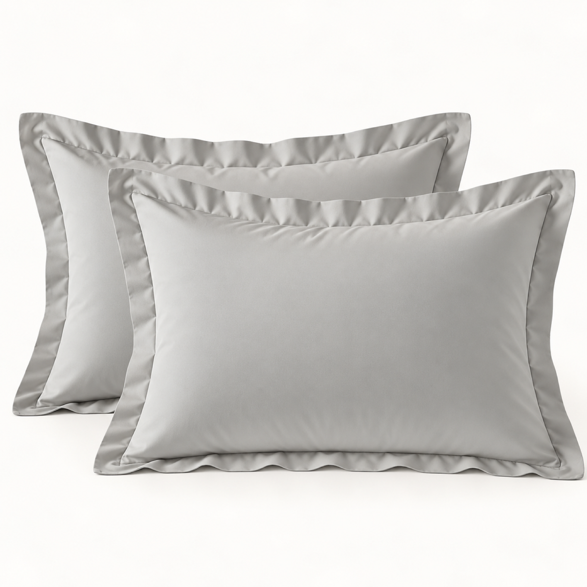 Brushed Microfiber Pillow Shams, Set of 2 — Light Grey