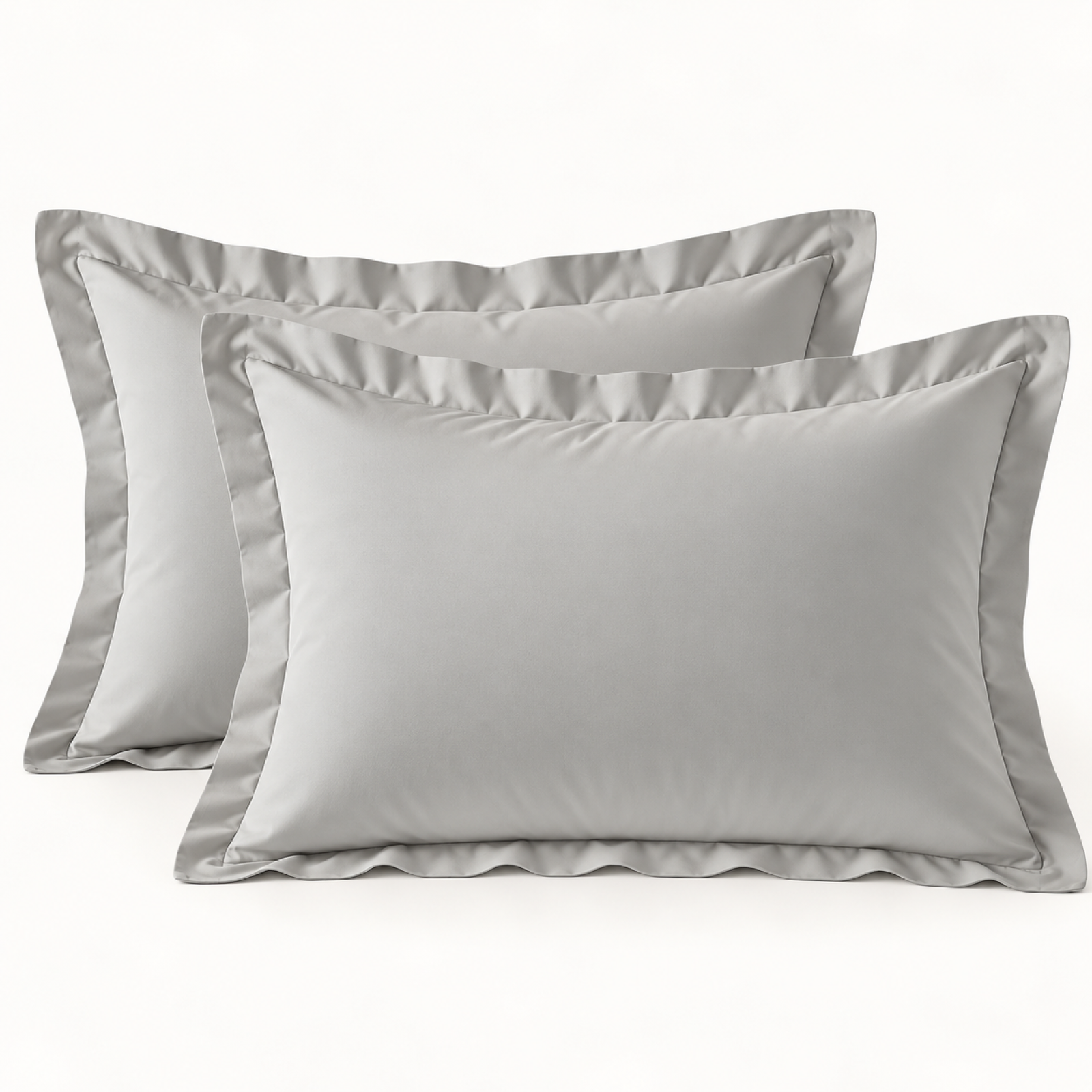 Brushed Microfiber Pillow Shams, Set of 2 — Light Grey