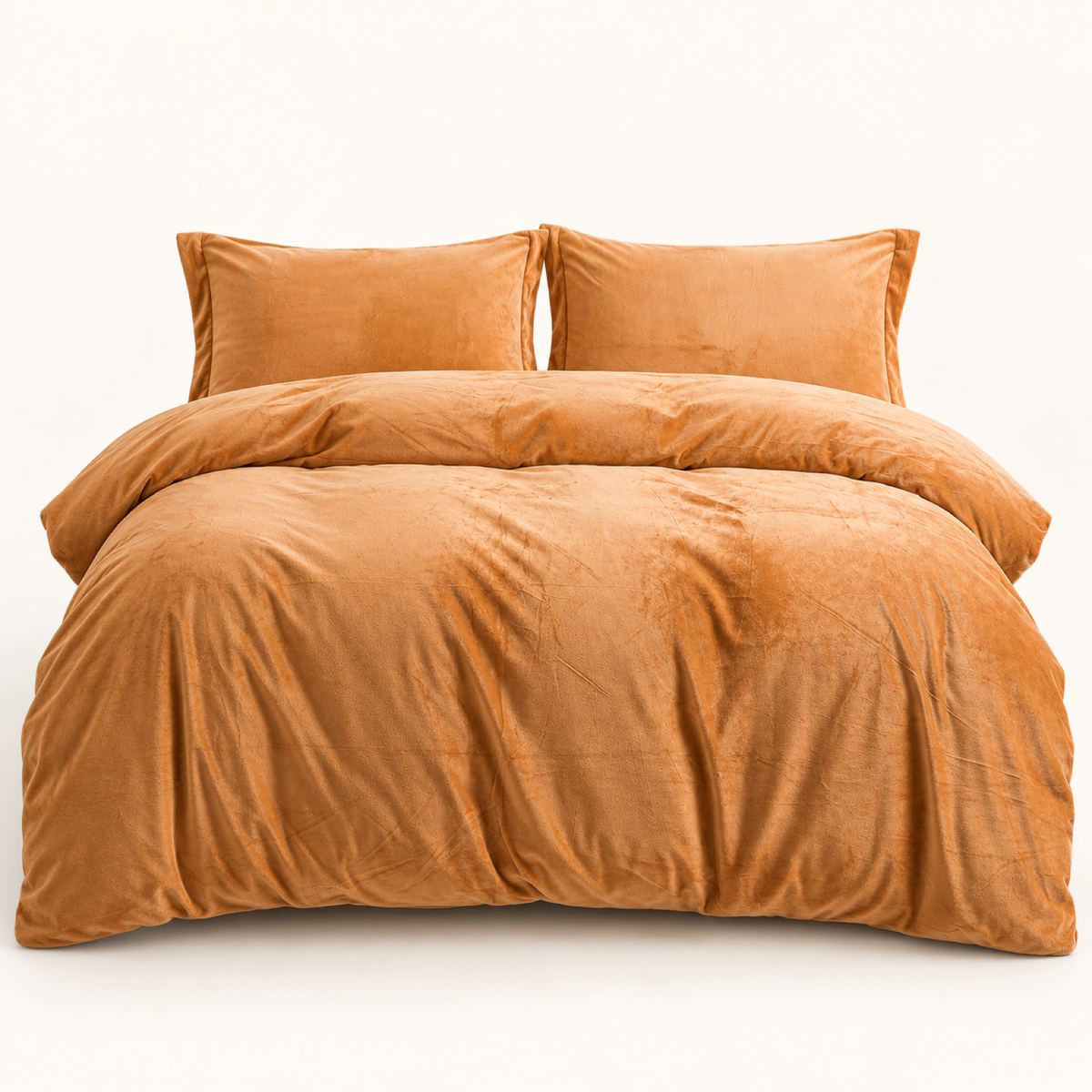 Velvet 3-Piece Duvet Cover Set, Camel — main
