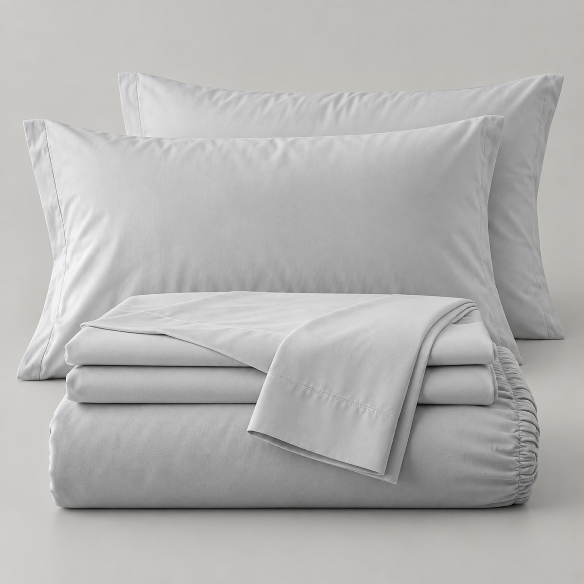Deep Pocket Microfiber Sheet Set, Silver Grey — main