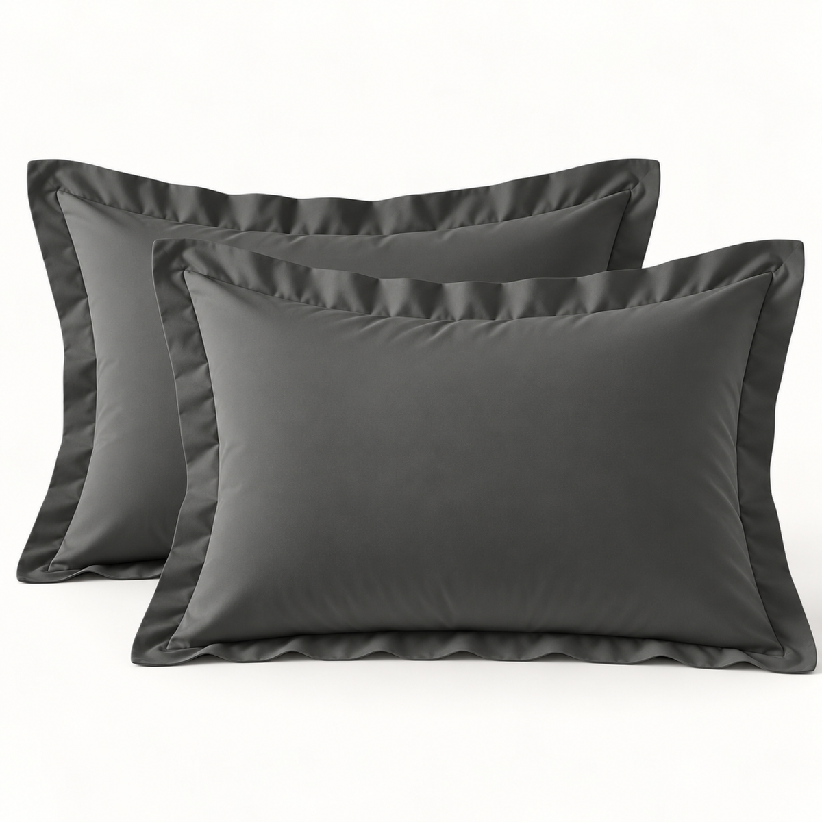 Brushed Microfiber Pillow Shams, Set of 2 — Dark Grey