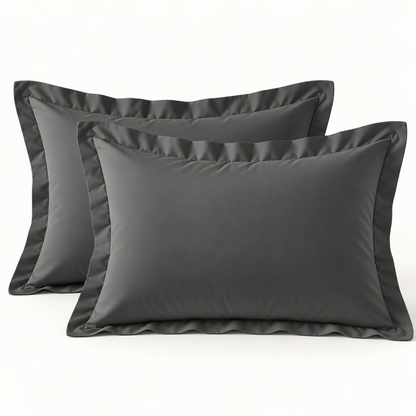Brushed Microfiber Pillow Shams, Set of 2 — Dark Grey