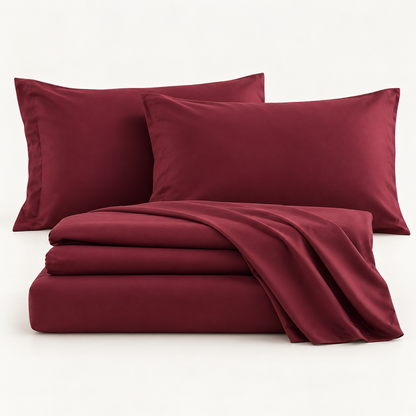 Soft-Touch Microfiber Sheet Set, Wine Red — main