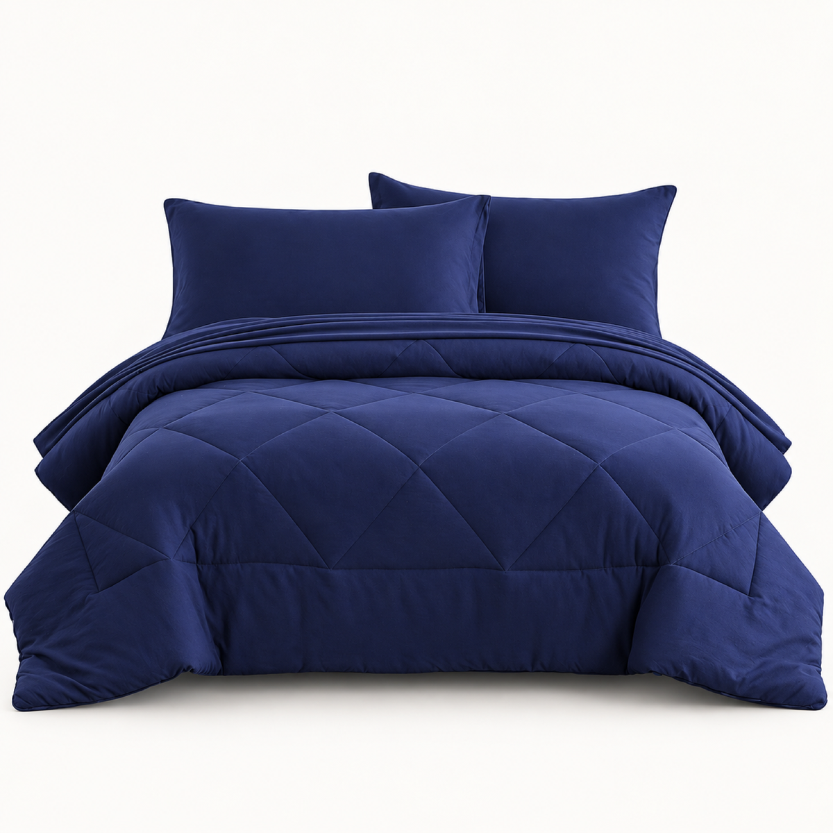 Microfiber Comforter Set with Sheets, Navy Blue — main