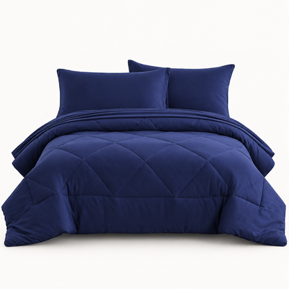 Microfiber Comforter Set with Sheets, Navy Blue — main