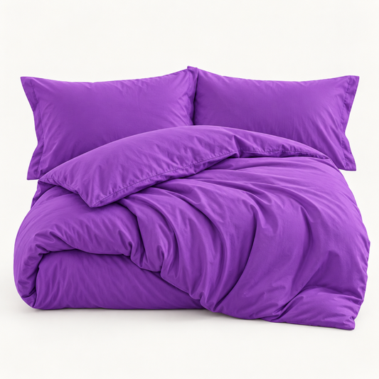 Solid Microfiber Duvet Cover Set, Purple — main