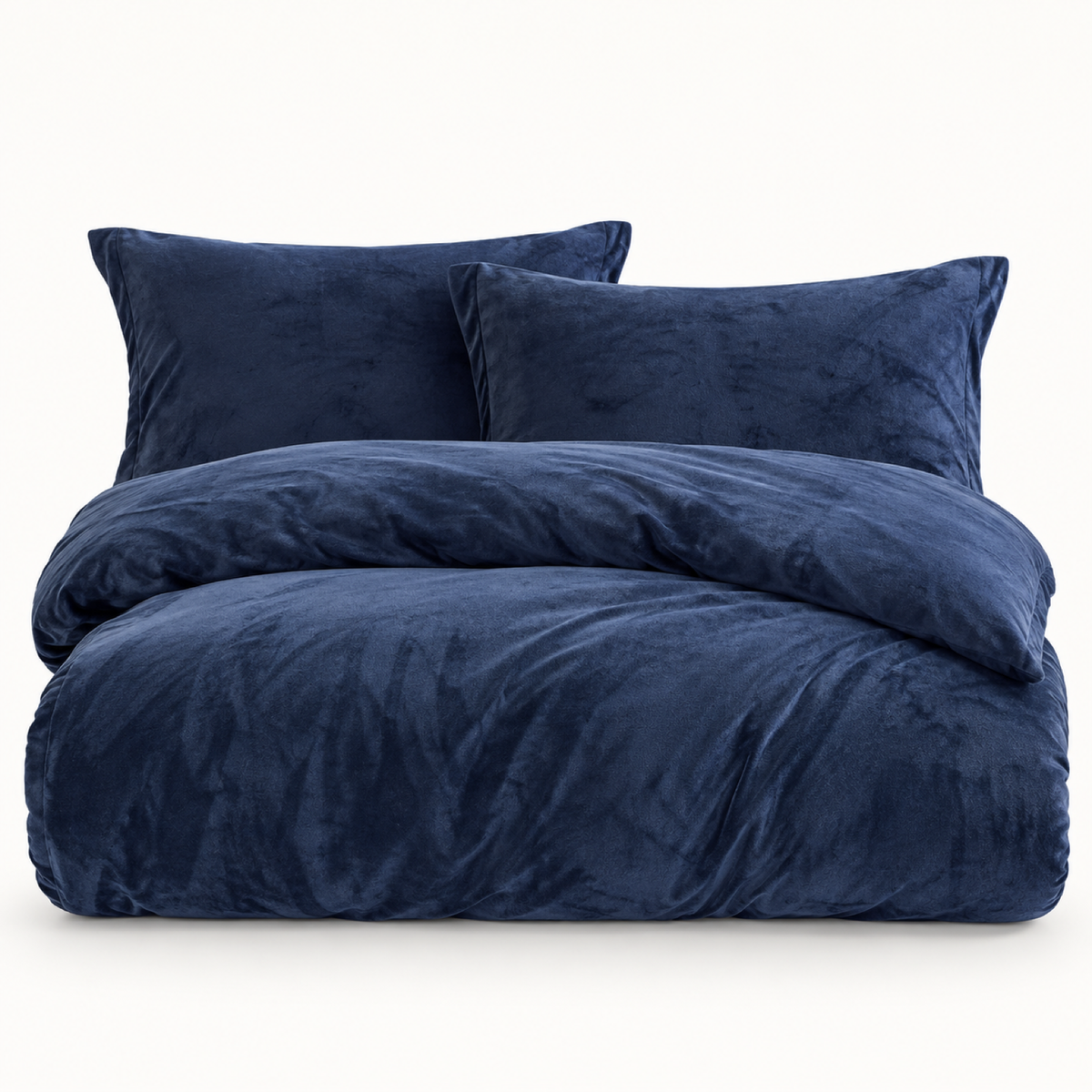 Velvet 3-Piece Duvet Cover Set, Navy Blue — main