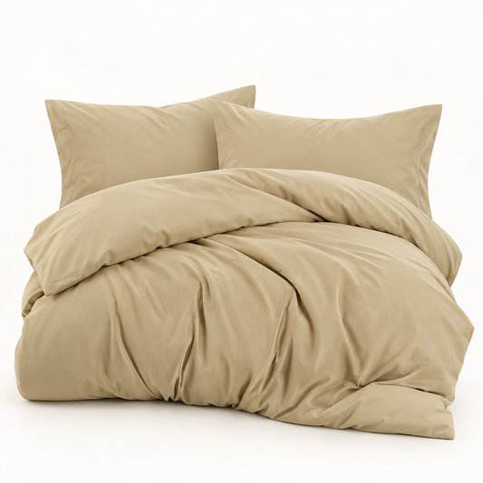 Solid Microfiber Duvet Cover Set, Khaki — main