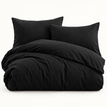 Solid Microfiber Duvet Cover Set, Black — main
