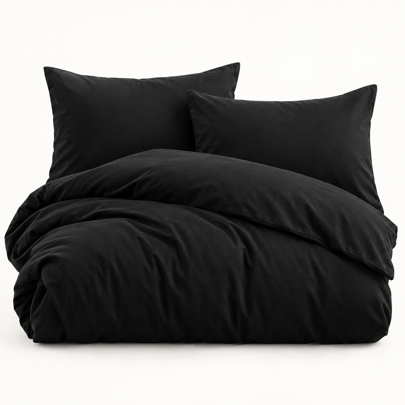 Solid Microfiber Duvet Cover Set, Black — main