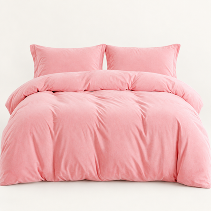 Velvet 3-Piece Duvet Cover Set, Pink — main