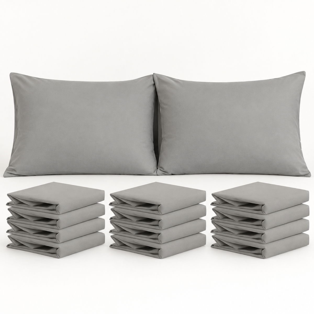 12-Pack Microfiber Pillowcases, Smoke Grey — main