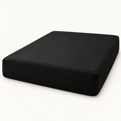 Deep Pocket Microfiber Fitted Sheet, Black — main
