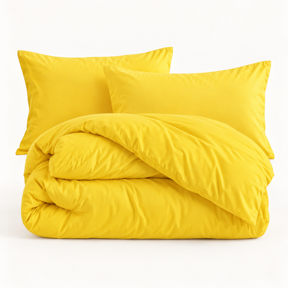 Solid Microfiber Duvet Cover Set, Yellow — main