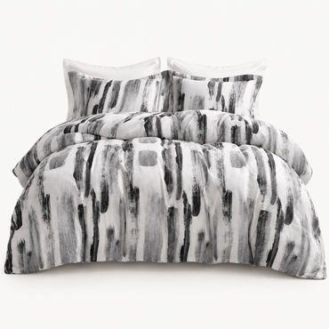 Ink Brushstroke Duvet Cover Set, Black & White — main