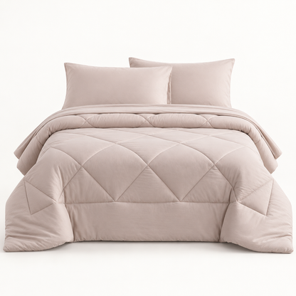 Microfiber Comforter Set with Sheets, Blush Taupe — main
