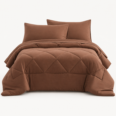 Microfiber Comforter Set with Sheets, Chestnut Brown — main