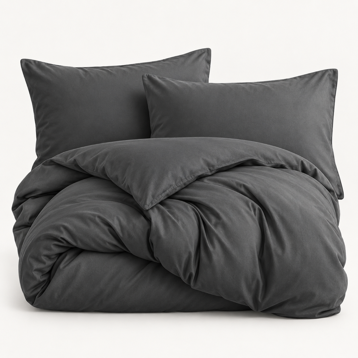 Solid Microfiber Duvet Cover Set, Dark Grey — main