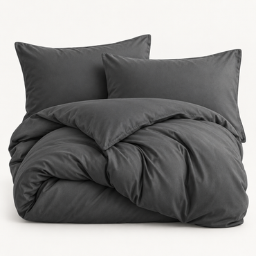 Solid Microfiber Duvet Cover Set, Dark Grey — main