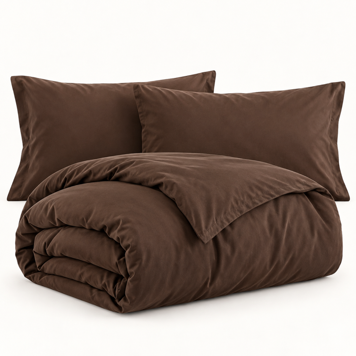 Solid Microfiber Duvet Cover Set, Chocolate Brown — main