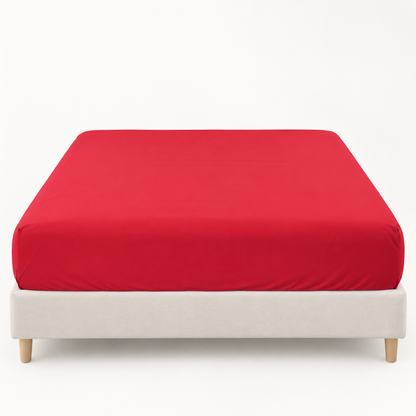 Deep Pocket Microfiber Fitted Sheet, Cherry Red — main