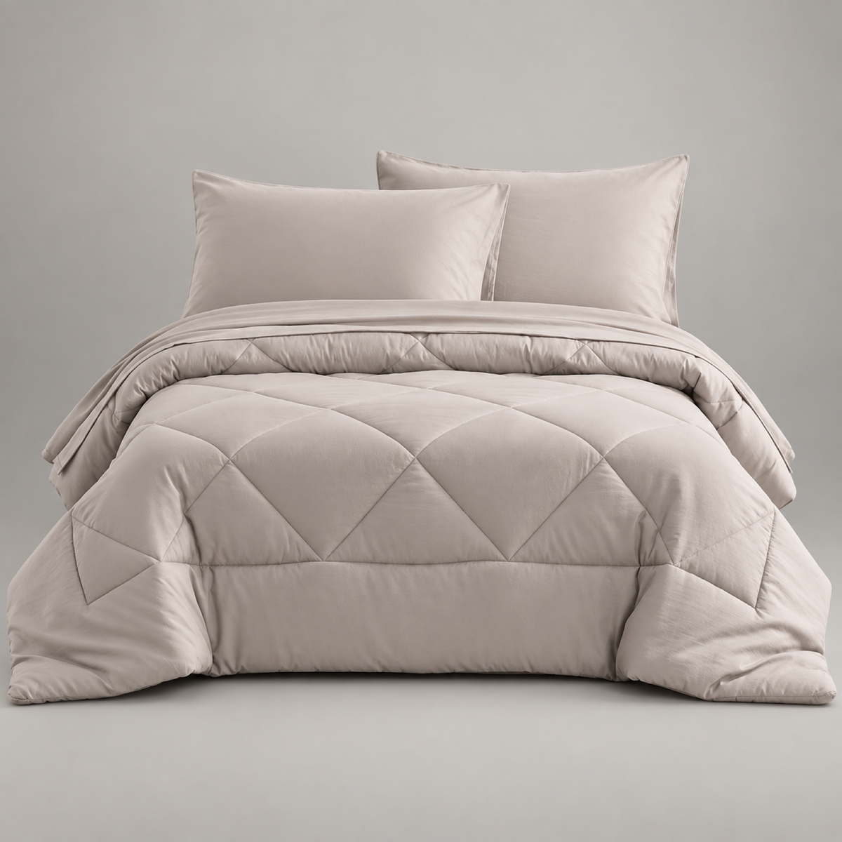Microfiber Comforter Set with Sheets, Warm Greige — main