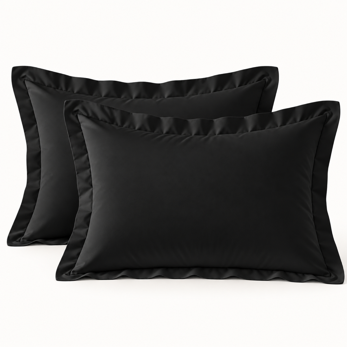 Brushed Microfiber Pillow Shams, Set of 2 — Black