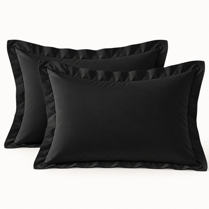 Brushed Microfiber Pillow Shams, Set of 2 — Black