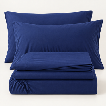 Deep Pocket Microfiber Sheet Set, Navy Blue — main
