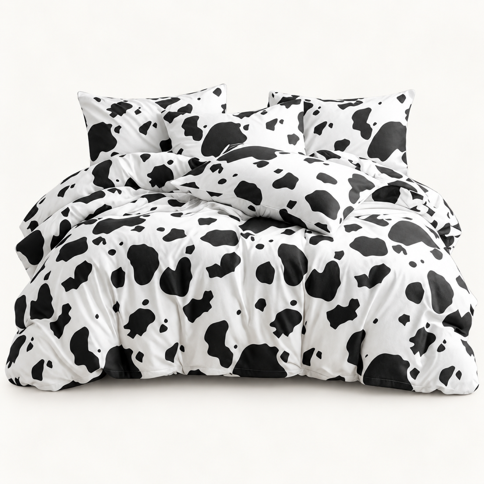 Cow Print Microfiber Duvet Cover Set, Black & White — main