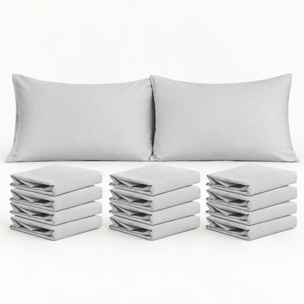 12-Pack Microfiber Pillowcases, Light Grey — main