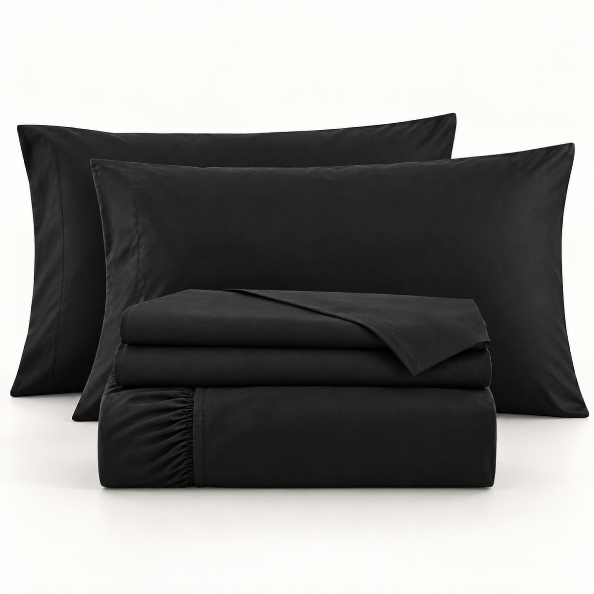Deep Pocket Microfiber Sheet Set, Black — main